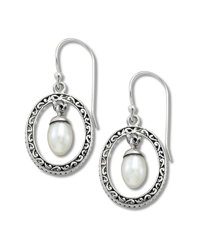 Samuel B. Samuel B Silver Pearl Open Drop Earrings