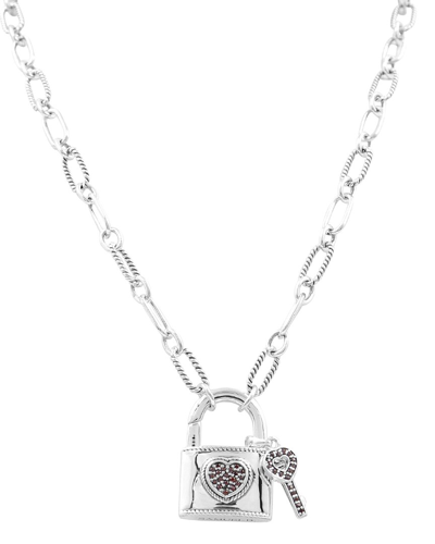 Samuel B. Samuel B 18k & Silver 0.35 Ct. Tw. Garnet Key & Lock Necklace