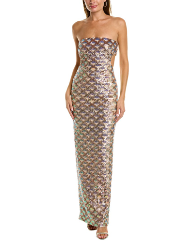 Black Halo Women's Chana Sequined Column Gown In Gold