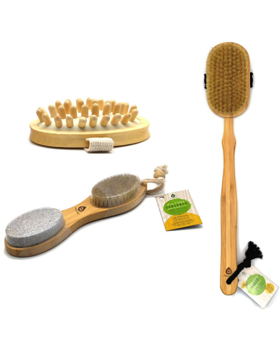 Pursonic Natural Wood Bath Body Brush Set