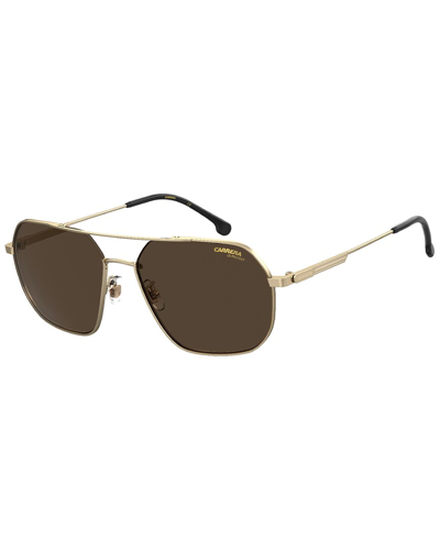 Carrera Brown Pilot Unisex Sunglasses  1035/gs 0j5g/70 58 In Gold