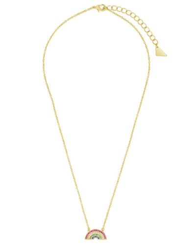 Sterling Forever 14k Plated Cz Pendant Necklace In Gold