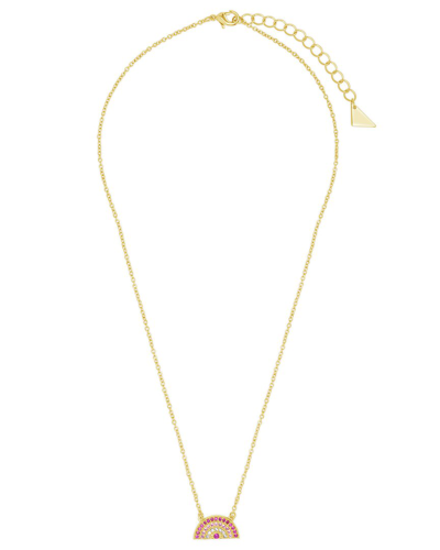 Sterling Forever 14k Plated Cz Pendant Necklace In Gold