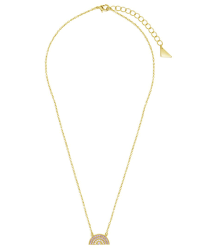 Sterling Forever 14k Plated Cz Pendant Necklace In Gold