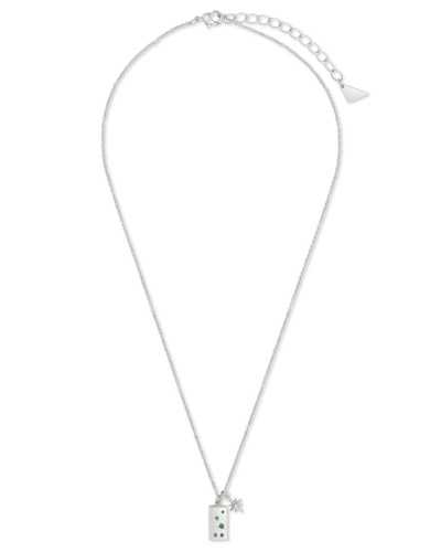 Sterling Forever Cz Charm Necklace In Metallic