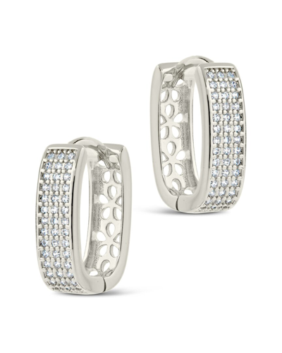 Sterling Forever Cz Renee Hoops In Silvertone