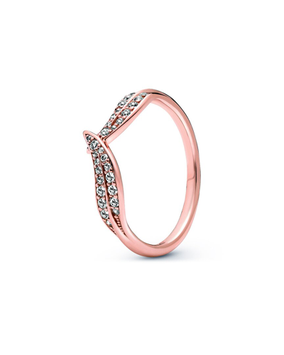 Pandora Moments 14k Rose Gold Plated Cz Leaves Ring