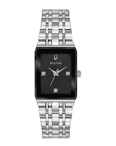 Bulova Quadra Diamond Black Dial Ladies Watch 96p202