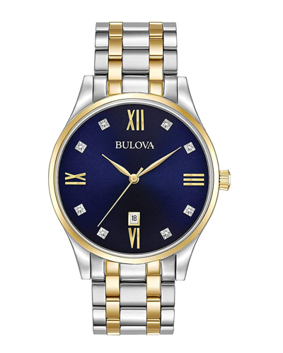 Bulova Men's Diamond Accent Two-tone Stainless Steel Bracelet Watch 40mm 98d130