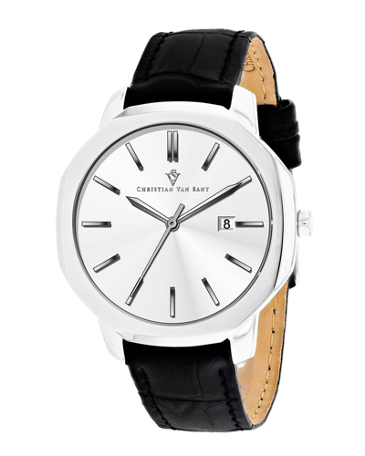Christian Van Sant Men's Octavius Slim Silver Dial Watch In Black / Silver