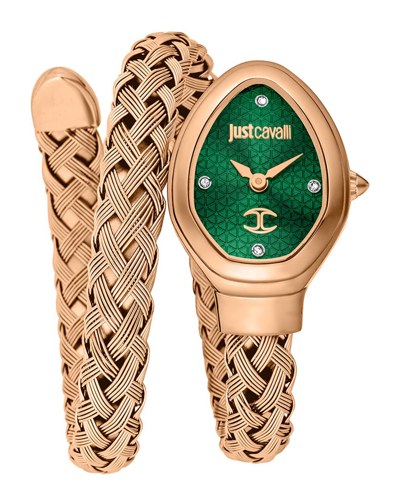 Just Cavalli Novara Quartz Green Dial Ladies Watch Jc1l264m0045 In Gold Tone / Green / Rose / Rose Gold Tone