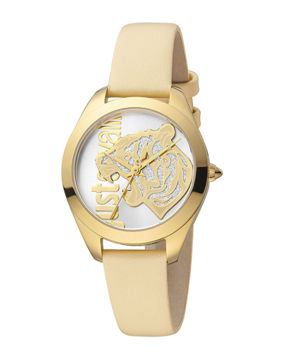 Just Cavalli Women's Animalier White Dial Watch In Gold