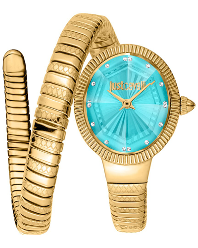 Just Cavalli Women's Ardea Turquoise Dial Watch In Blue / Gold Tone / Turquoise / Yellow