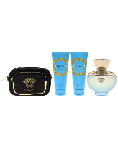 VERSACE VERSACE WOMEN'S FLORAL DYLAN TURQUOISE POUR FEMME 4PC GIFT SET