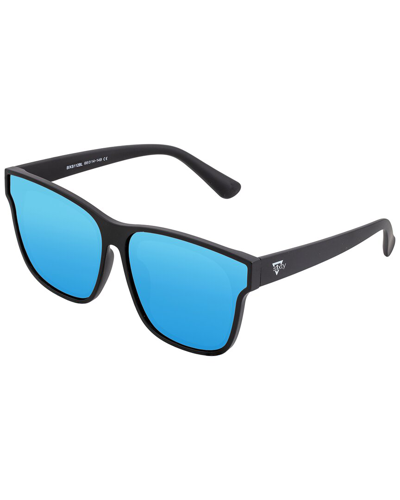 Sixty One Unisex Delos 66mm Polarized Sunglasses In Black/blue