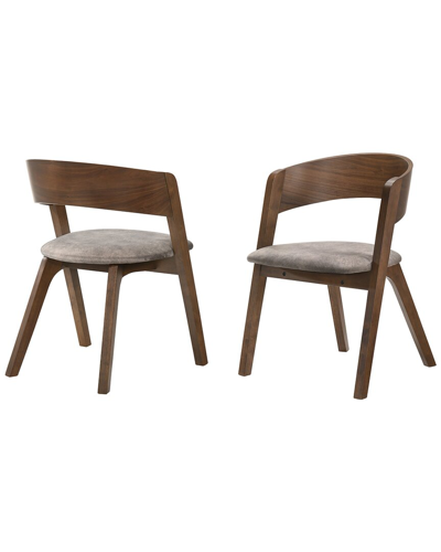 Armen Living Discontinued  Jackie Mid-century Upholstered Dining Chairs, Set Of 2 In Brown