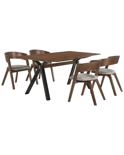 Armen Living Laredo And Jackie 5pc Walnut Rectangular Dining Set In Brown