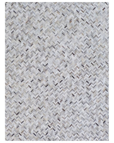 Exquisite Rugs Mosaic Leather Cowhide Rug In Silver