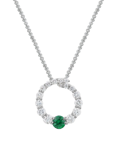 Gemstones 14k 0.45 Ct. Tw. Diamond & Emerald Pendant Necklace