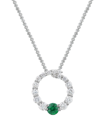 Gemstones 14k Diamond .32 Ct. & .13 Ct. Emerald Pendant Necklace