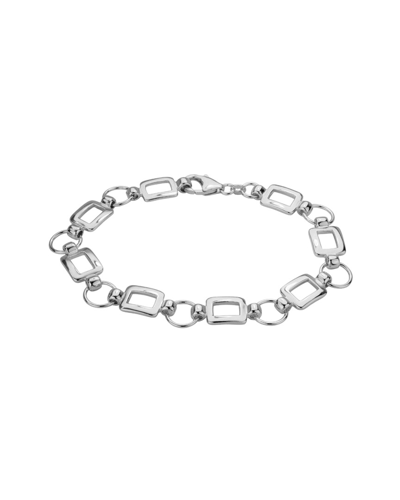 Italian Silver Circles & Rectangles Link Bracelet