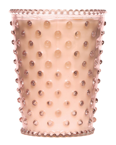 Simpatico Honeysuckle Hobnail Glass Candle In Pink