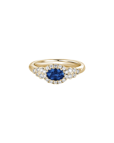 Gemstones 14k 0.81 Ct. Tw. Diamond & Blue Sapphire Halo Ring