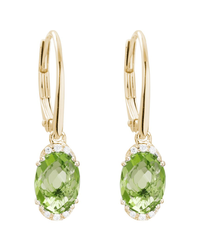 Gemstones 14k Diamond .05 Ct. & 2.86 Ct. Peridot Earrings