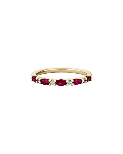 Gemstones 14k Diamond .06 Ct. & .49 Ct. Ruby Single Row Ring