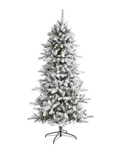 Nearly Natural 6ft Flocked Livingston Fir Artificial Christmas Tree With Pine Cones & 696 Bendable B In Green