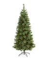 NEARLY NATURAL NEARLY NATURAL 6FT WHITE MOUNTAIN PINE ARTIFICIAL CHRISTMAS TREE WITH 477 BENDABLE BRANCHES