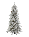 Nearly Natural 7.5ft Flocked Livingston Fir Artificial Christmas Tree With Pine Cones & 1336 Bendabl In Green
