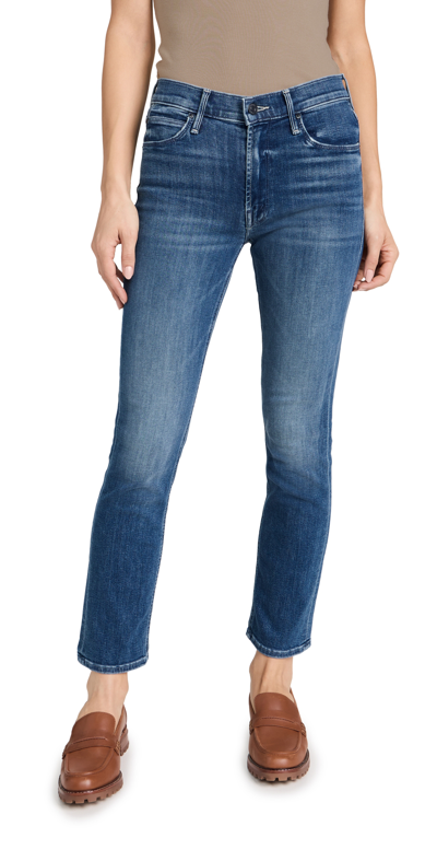 Mother Dazzler Mid Rise Ankle Denim Jeans In Light Blue