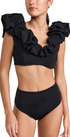 Maygel Coronel Mila Ruffle Two-piece Bikini Set In Black