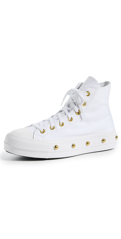 Converse Chuck Taylor All Star Lift Platform Star Studded Sneaker In White
