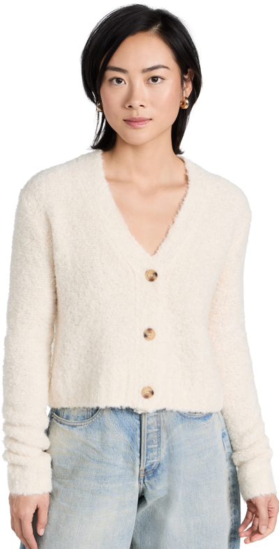 Atm Anthony Thomas Melillo Wool Blend Boucle Cropped Cardigan In Chalk
