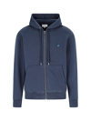 Maison Kitsuné Zip-up Hoodie Featuring Fox Patch In Blue