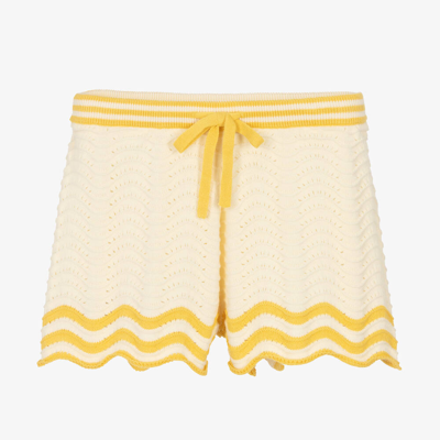 Zimmermann Kids' Girls Ivory & Yellow Cotton Knit Shorts