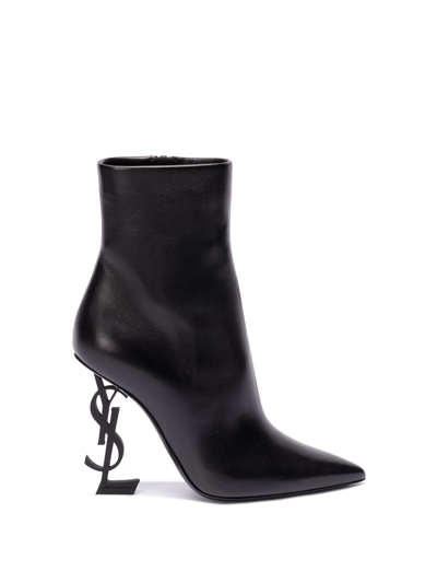 Saint Laurent Opyum 110mm Leather Boots In Black  