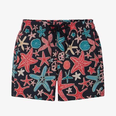 Vilebrequin Kids' Boys Blue Starfish Print Swim Shorts In Navy