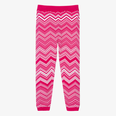Missoni Kids' 双色z字形图案针织打底裤 In Pink