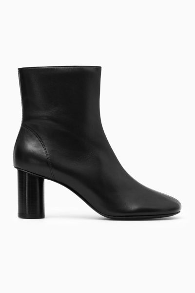 Cos Cylinder-heel Leather Sock Boots In Black