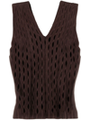 SINÉAD O’DWYER BROWN SQUIGGLE OPEN-KNIT TOP