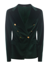 Tagliatore Jalicya Velvet Double-breasted Blazer In Verde Scuro