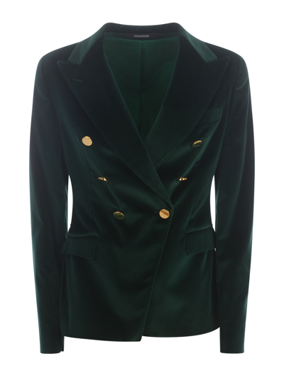 Tagliatore Double-breasted Jacket  J-alicya In Velvet In Verde Scuro