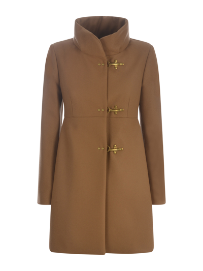 Fay Buckle-fastening Single-breasted Coat In Beis