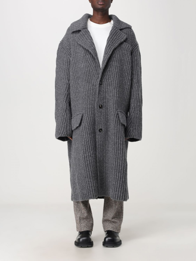 Bottega Veneta Felted Knitted Coat In Grey