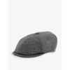 Barbour Mens Charcoal Grey Claymore Bakerboy Brand-patch Woven Cap In Charcoal Grey