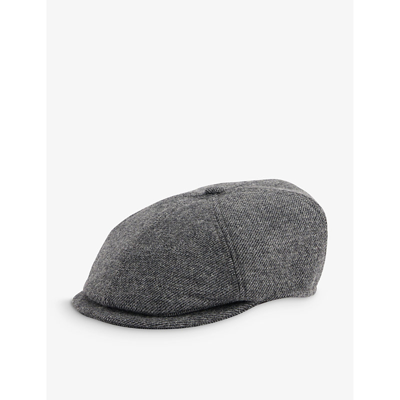 Barbour Mens Charcoal Grey Claymore Bakerboy Brand-patch Woven Cap