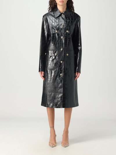 Versace Jeans Couture Crocodile-effect Trench Coat In Black